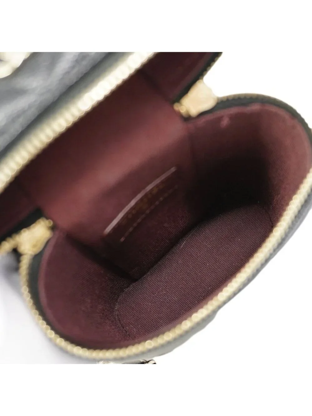 Chanel Shoulder Bag Quilted Caviar Leather Black Champagne Gold